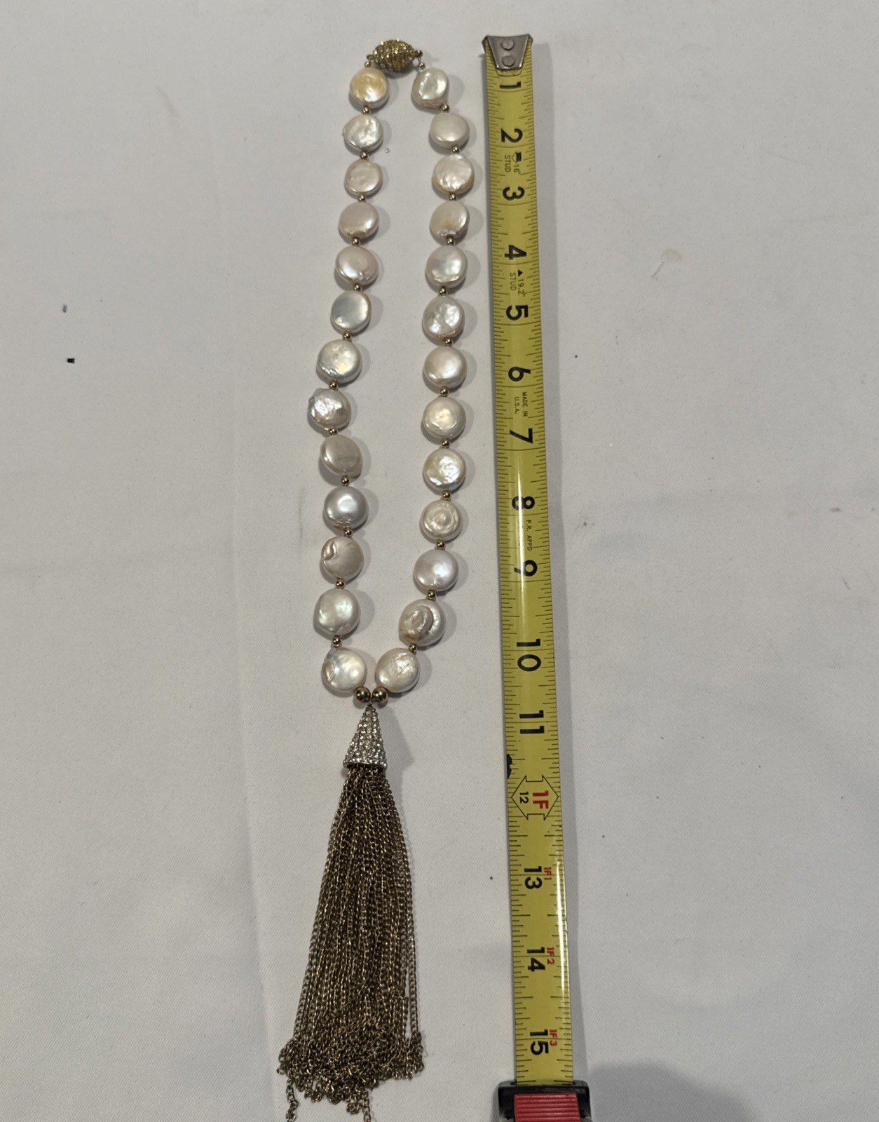 Freshwater Pearl Necklace With Cz Dangle 21” Magnetic Close Great Quality 4 Oz