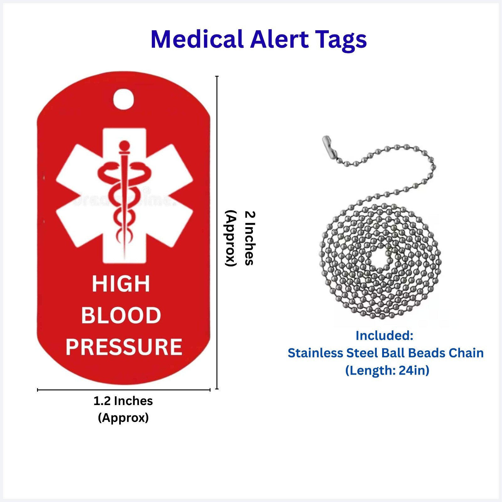 Custom Medical Alert ID Dog Tag Necklace Engraved Diabetic Allergies ICE Info
