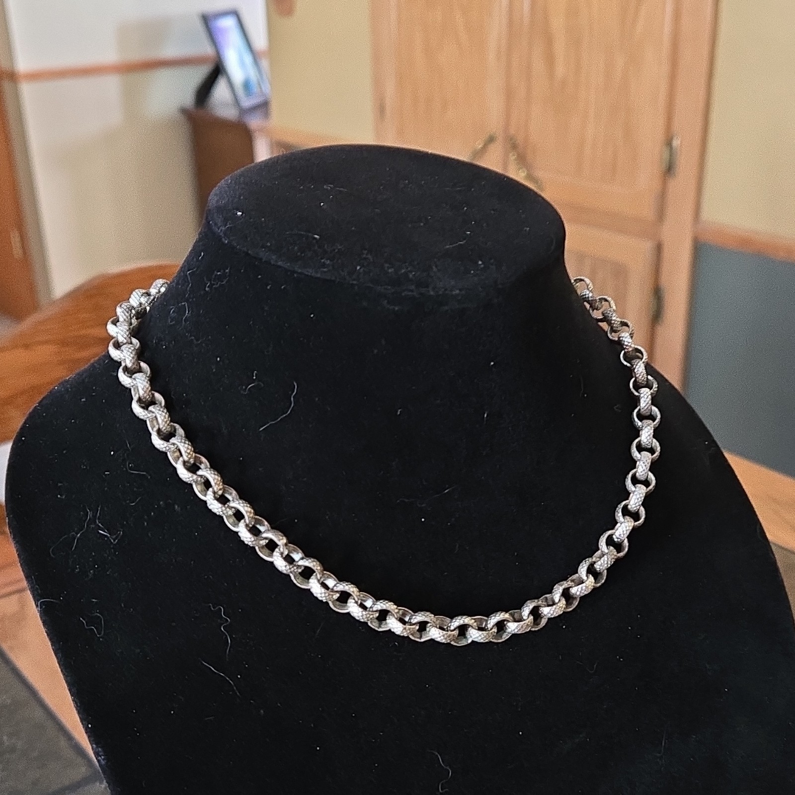 Silver Tone Rolo Chain Link Necklace Undated No Stone Fashion Jewelry