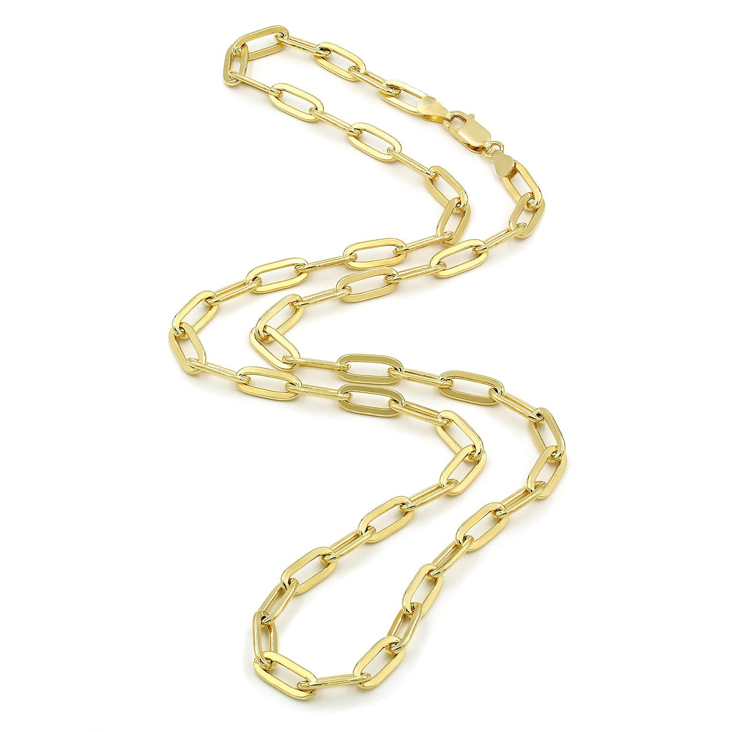 10k Yellow Gold Paperclip 2mm-7mm Chain Cable Rolo Necklace Mens Womens 16″-24″