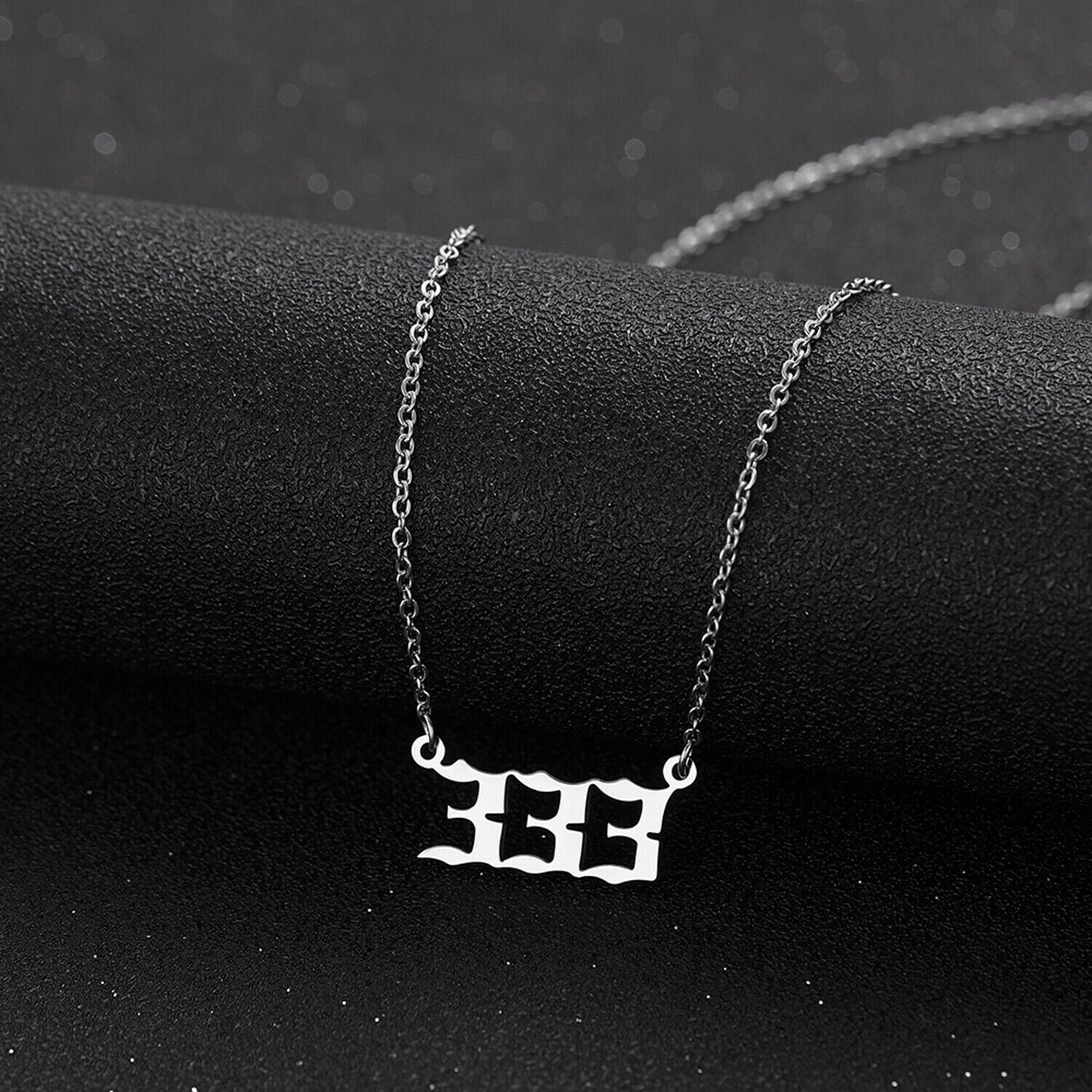 Silver 333 Angel Number Necklace, Jewelry Charms Minimalist Stainless Steel