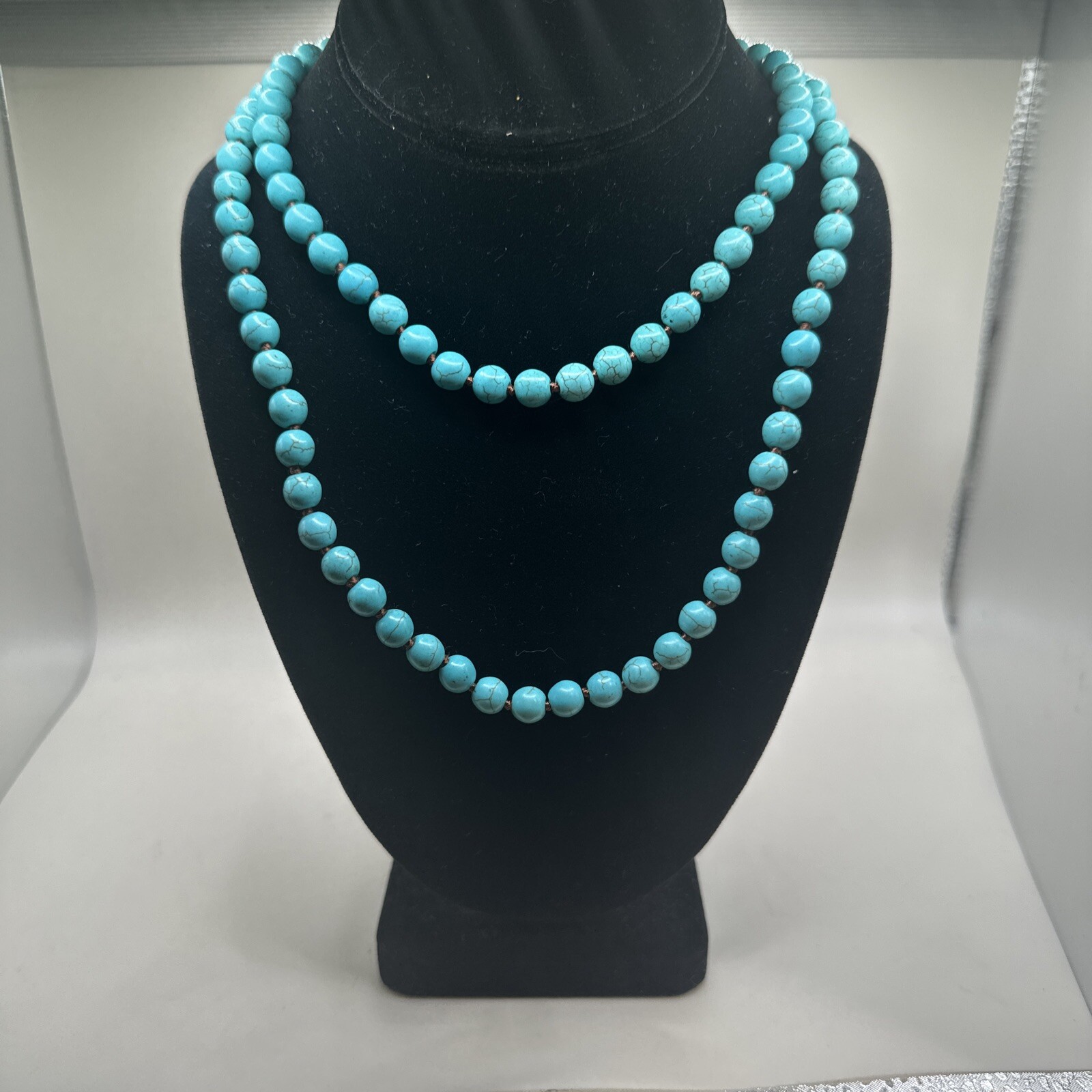 Turquoise Beaded Single Strand 35”Necklace