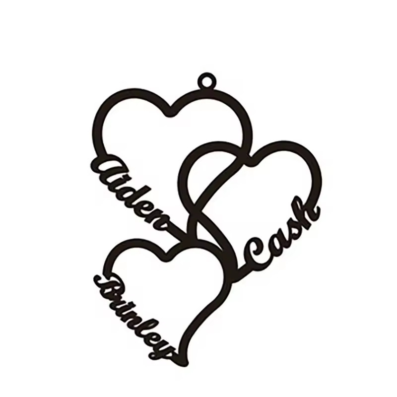 Custom 2-5 Name Heart Pendant Necklace Jewelry Family Gold Silver Rose Gold Gift