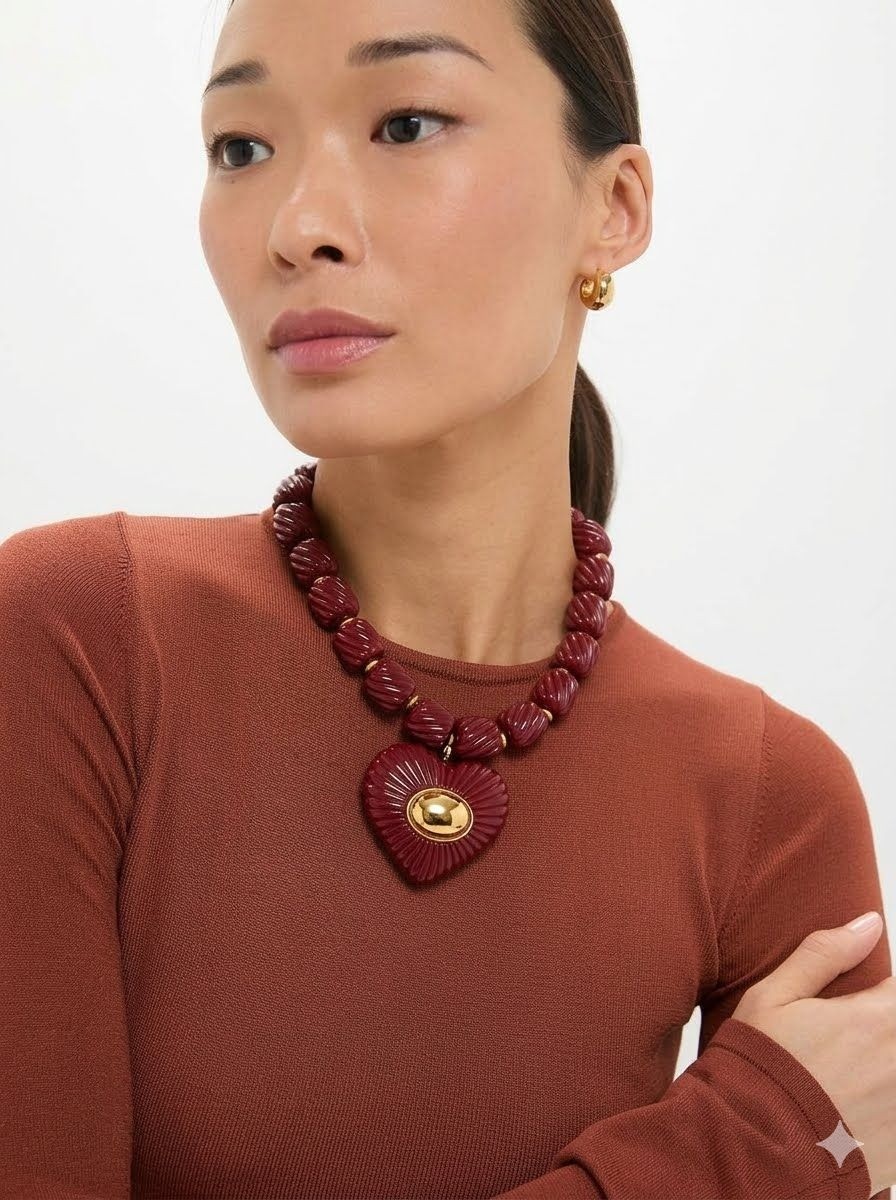 Julietta Lira Necklace in Burgundy One Size Womens Jewelry
