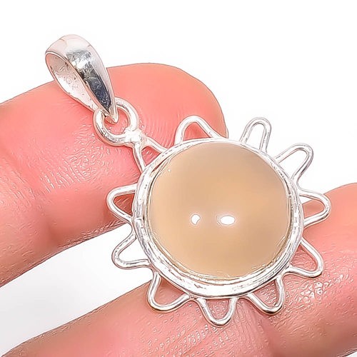 Natural Chalcedony – Brazil Gemstone 925 Silver Plated Pendant 1.37″ P7350-27