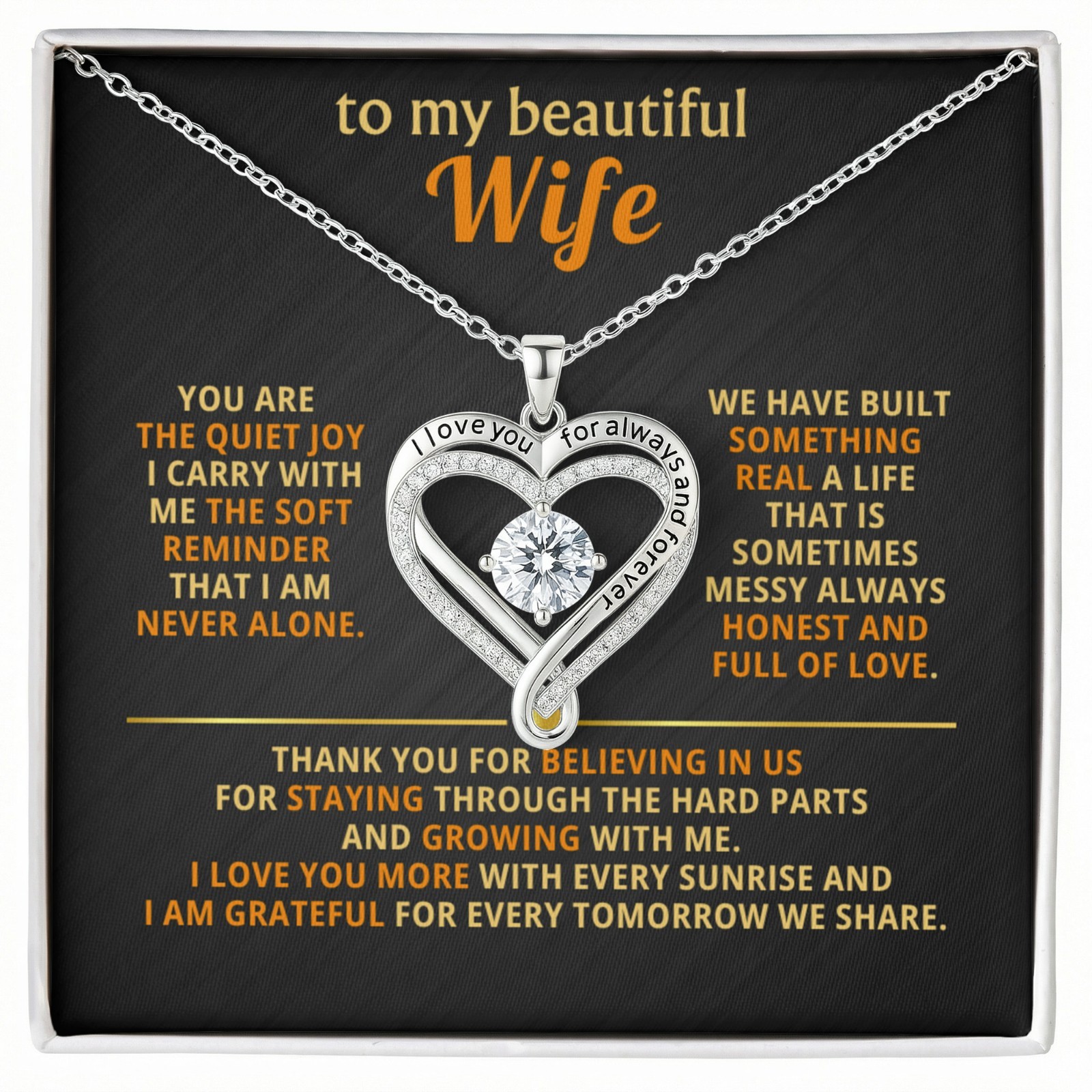To My Wife Love You Always Heart Necklace Thank You Anniversary Gift For Her 💖