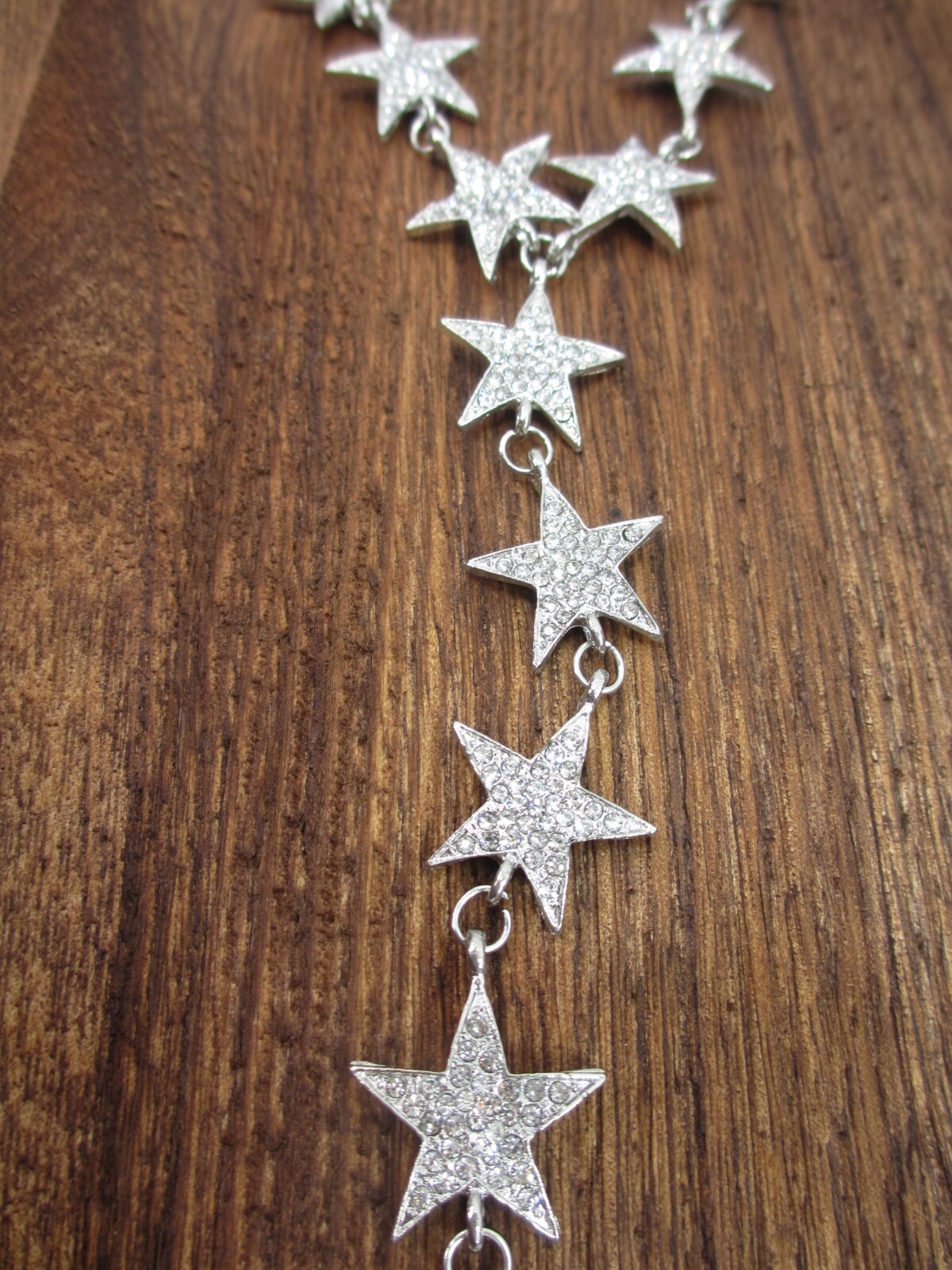 Rhinestone Crystal Star Necklace Lariat Choker Long Twinkle Charms Sparkle Drops
