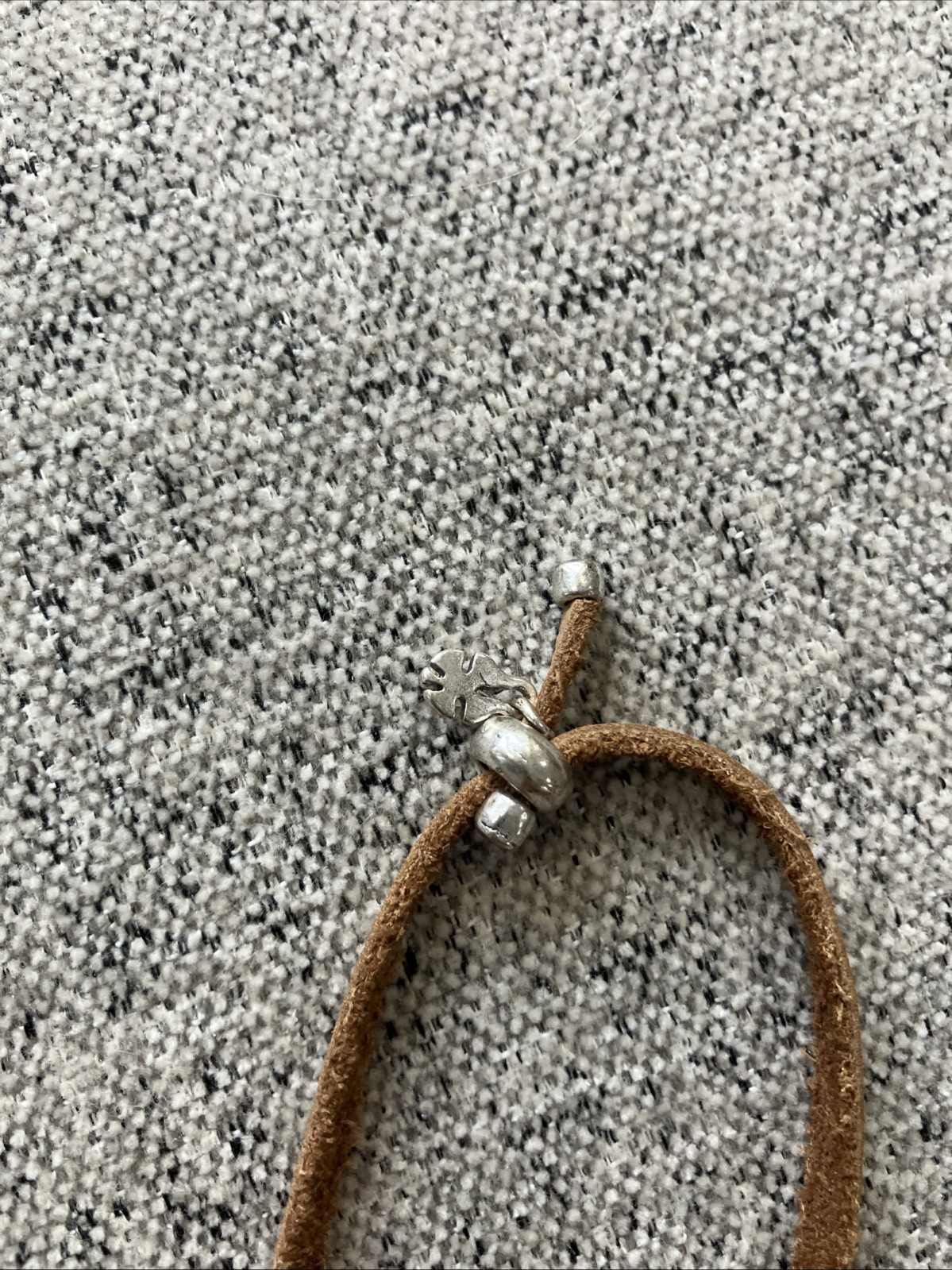 Lucky Brand Leather Cord Silvertone Pendant Necklace