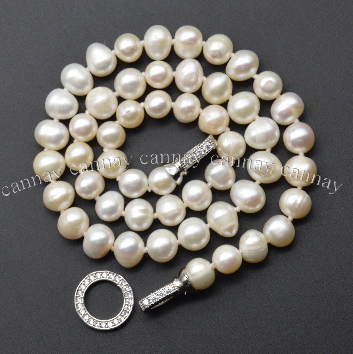 2 Strands Real Natural 7-8mm White Freshwater Cultured Pearl Necklace 18-20”