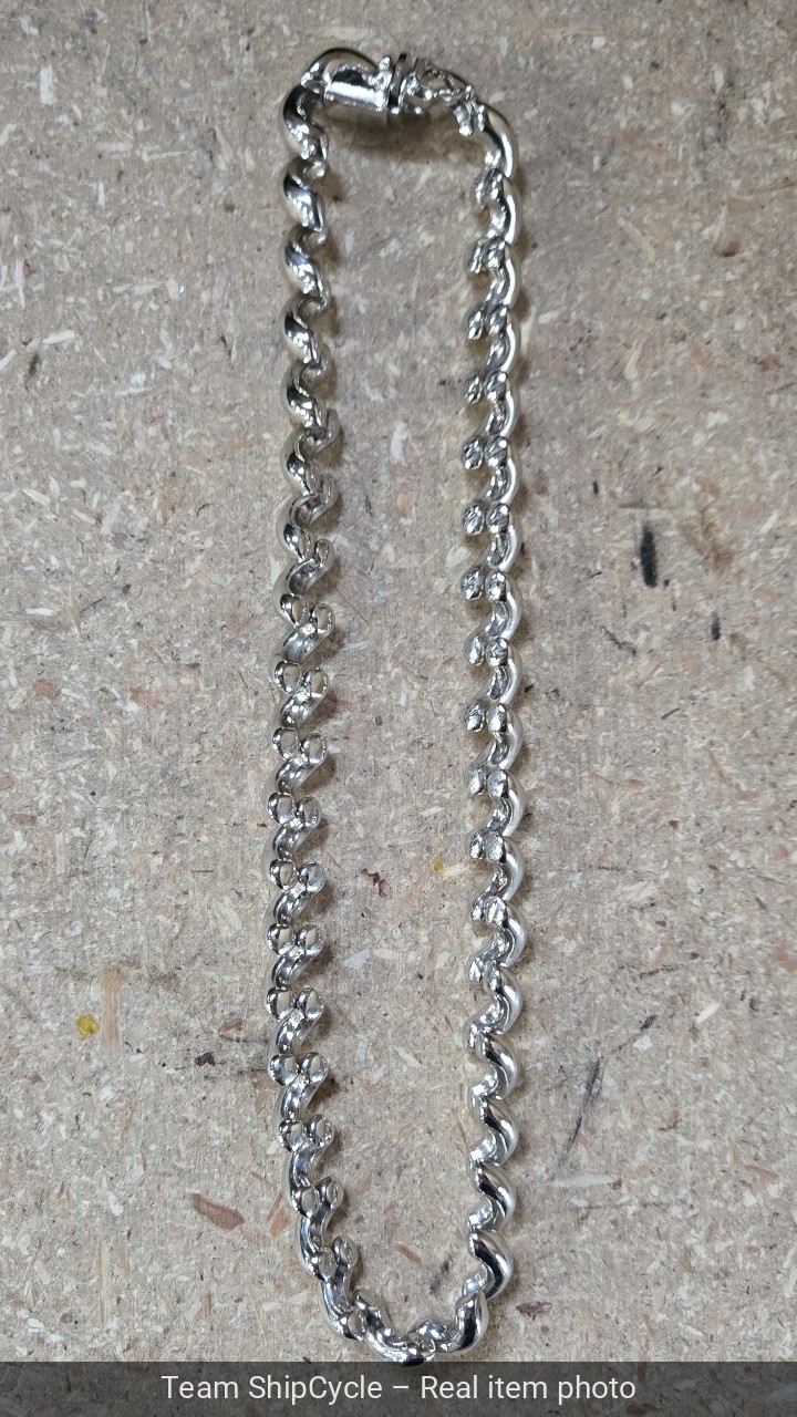 925 Sterling Silver San Marco AT Italy Macaroni Link Collar Necklace 16 G2U
