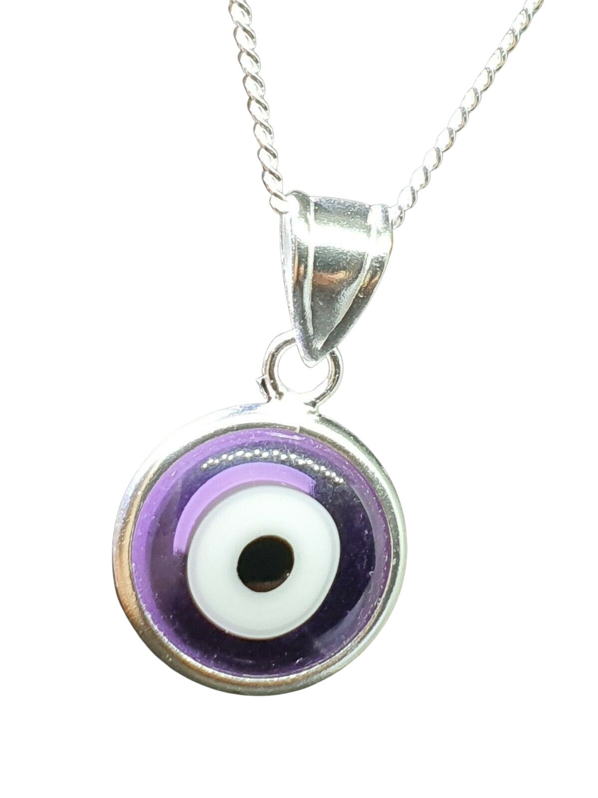 Evil Eye Pendant Amethyst Nasar Necklace Ethereal 925 Silver Jewellery & Boxed