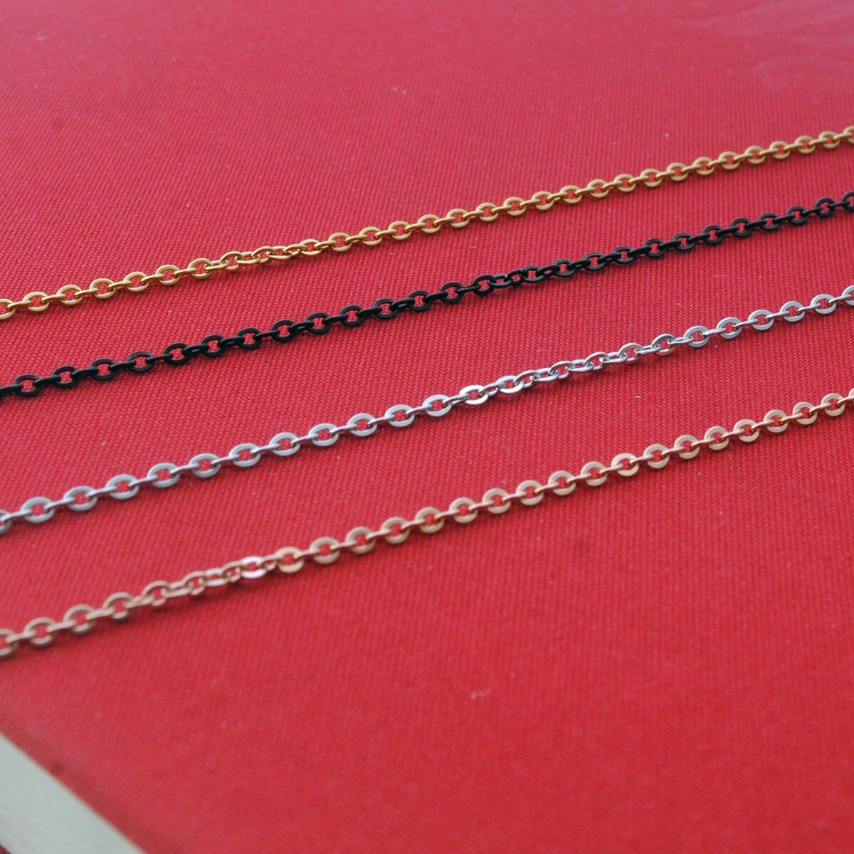 1.5mm-3mm Stainless Steel Silver Gold Black Rolo Link Chain Necklace Wholesale