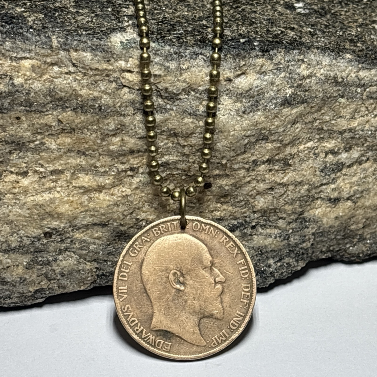 1902 UK Real Circulated Antique Large Coin Pendant. King Edward VII. Great 🎁