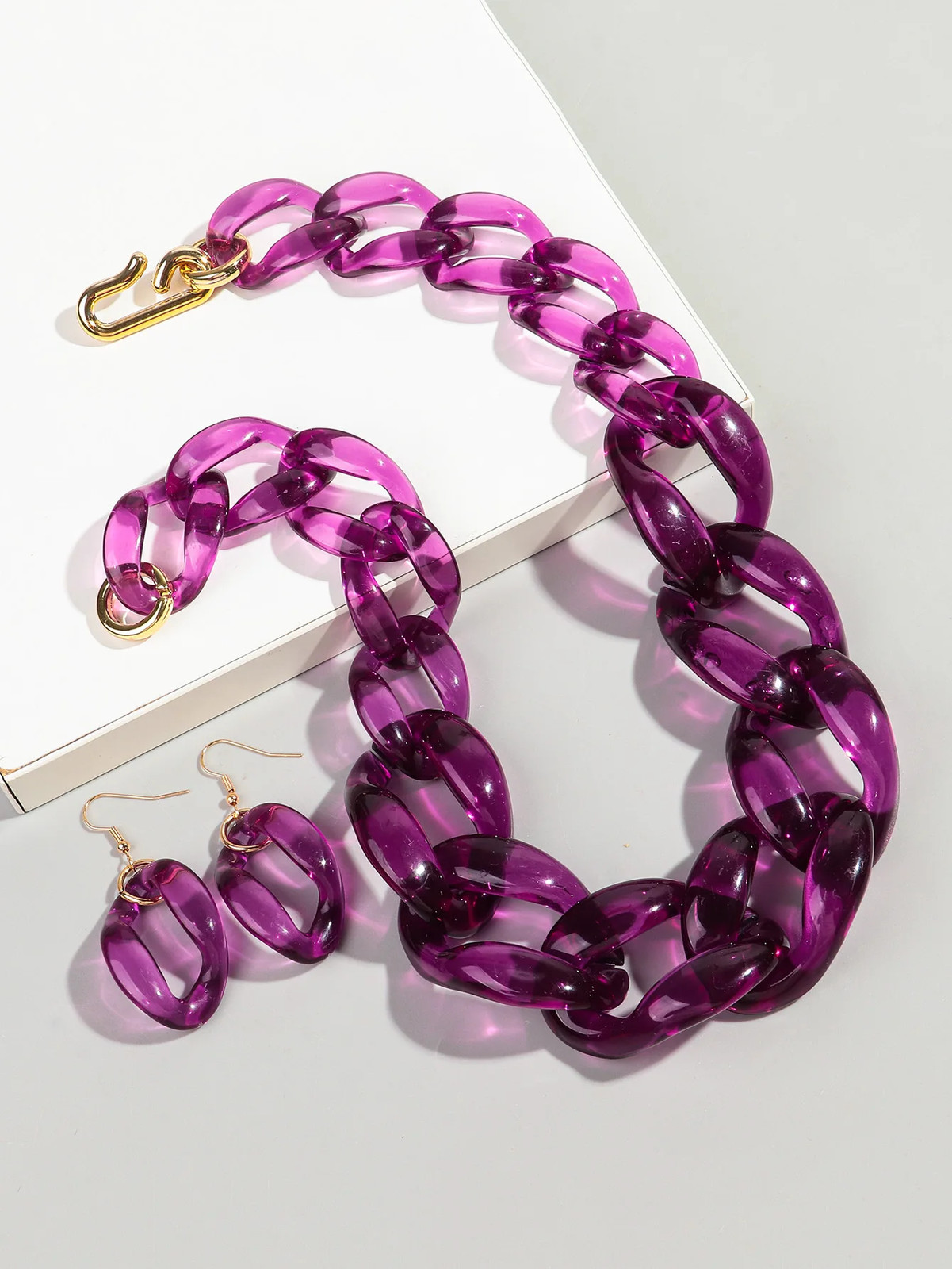 Acrylic Link Chain Necklace Chunky Statement 50cm Party Collar Women Jewelry