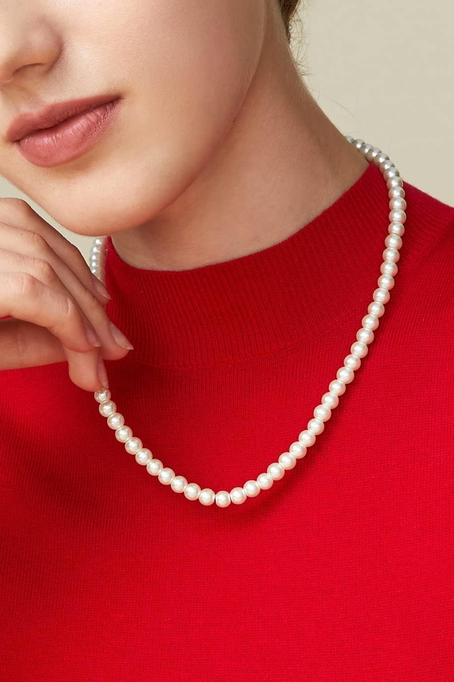 Classic Round Pearl Necklace with Adjustable 1.6-Inch Chain – Bridal Beauty