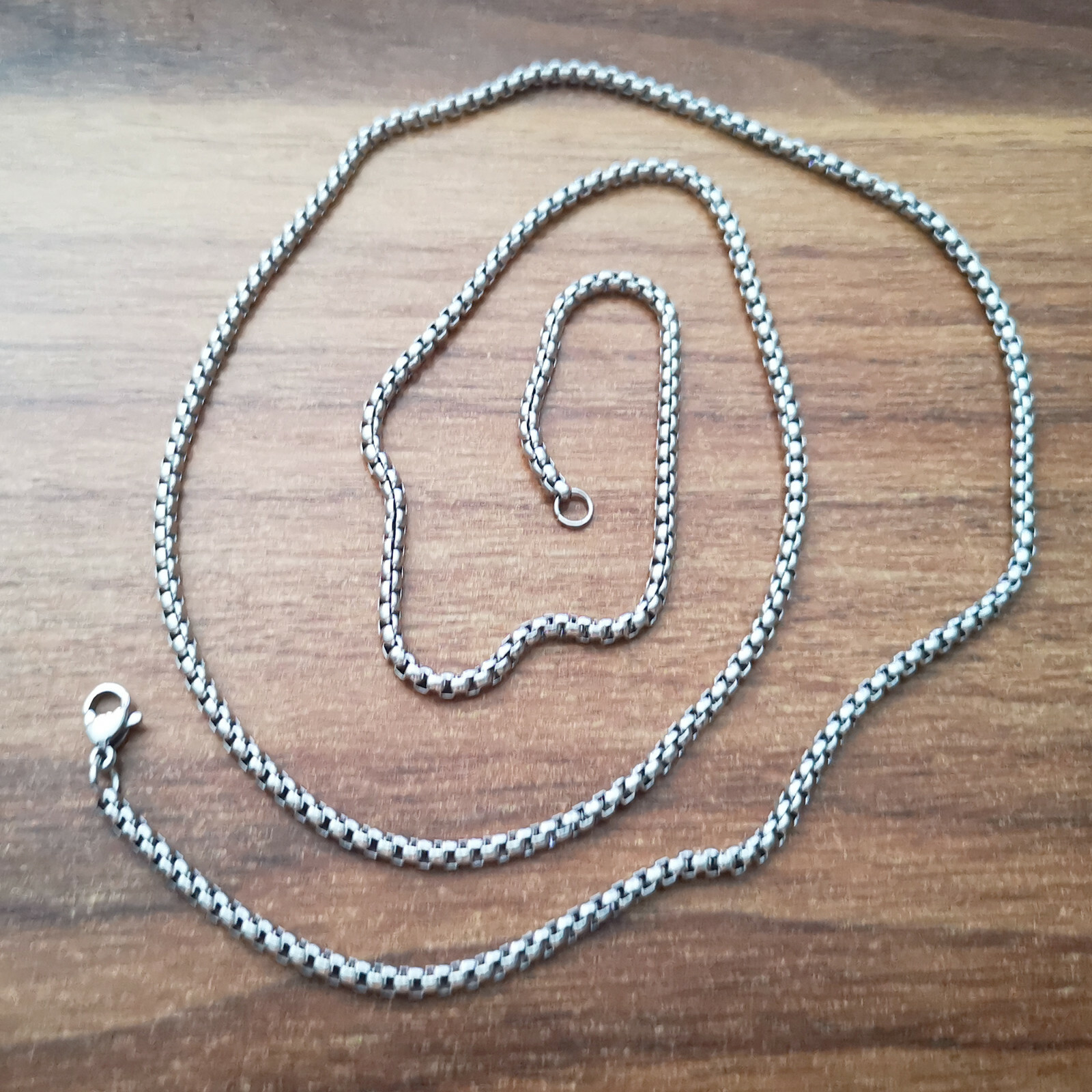 Rounded box chain stainless steel bracelet or necklace Venetian chain 7–34 inch