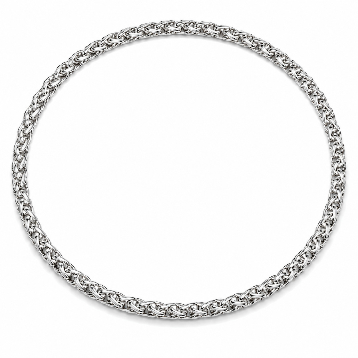 8mm Men’s Stainless Steel Wheat Chain Necklace 24in Thick Braided Silver Tone