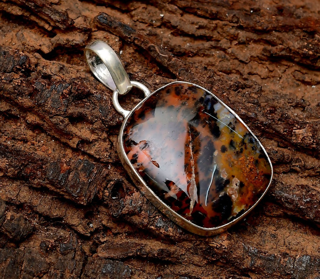 Mahogany Obsidian Gemstone 925 Sterling Silver Jewelry Pendant 1.77″