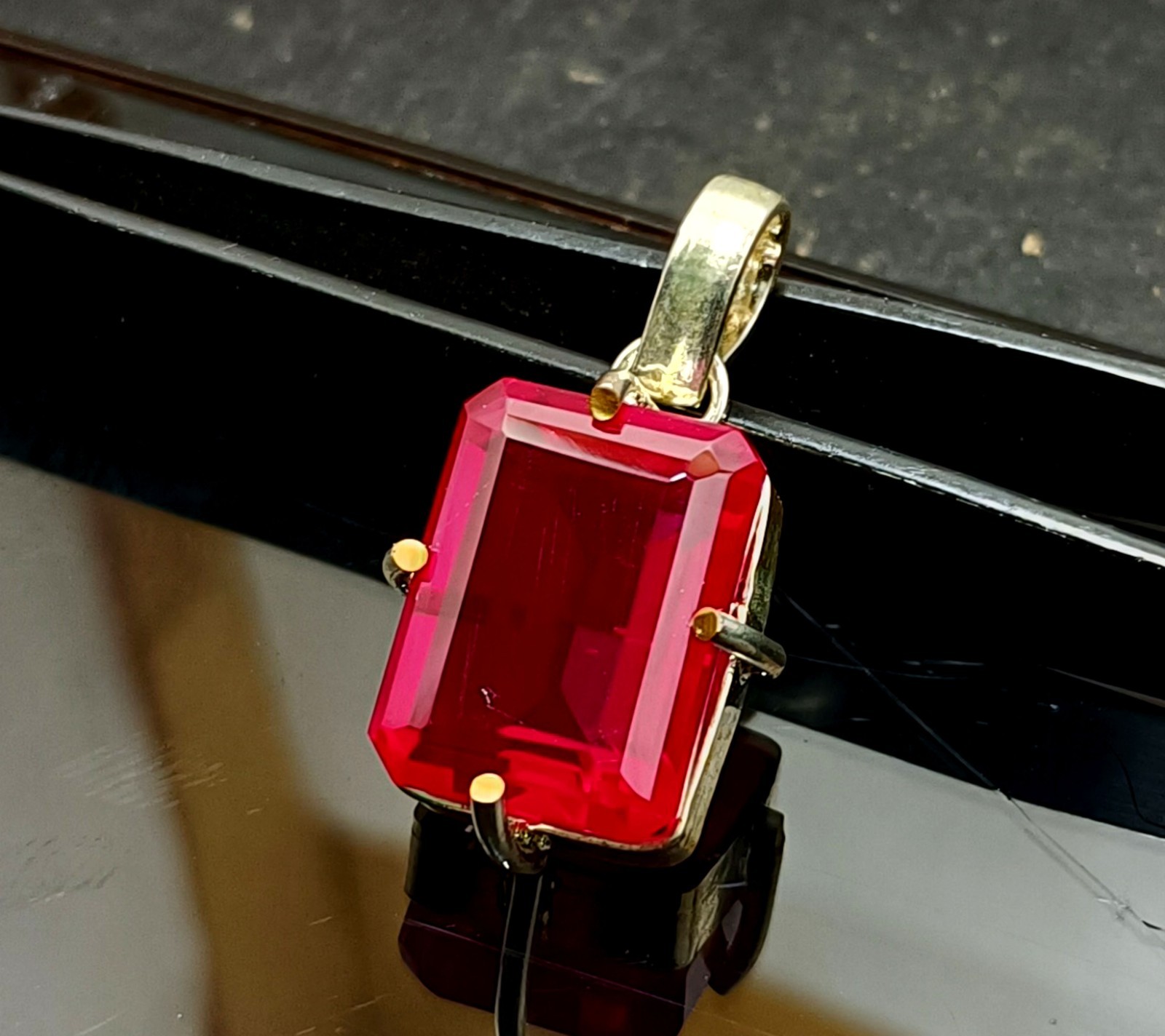 Natural Certified Red Ruby 45.20 Ct Emerald Cut Loose Gemstone Silver Pendant