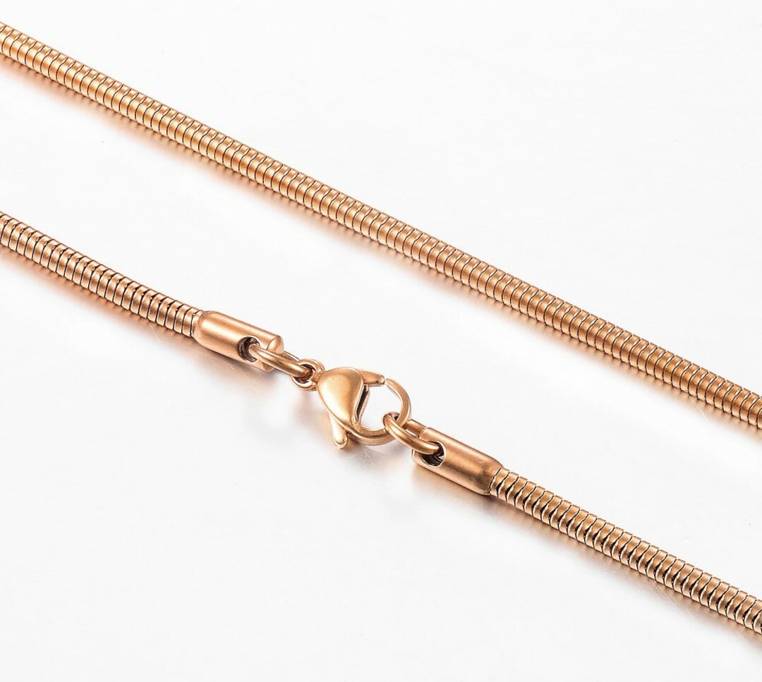 Rose Gold 50 cm (19.7 in) 1 mm STAINLESS STEEL SNAKE CHAIN with lobster clasp