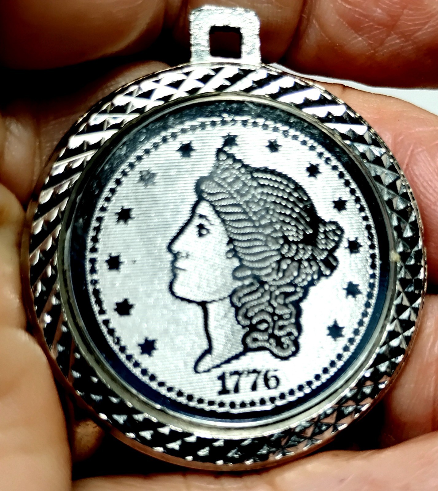 1776 Liberty Coin Replica Pendant Twenty D Silver Tone Medallion