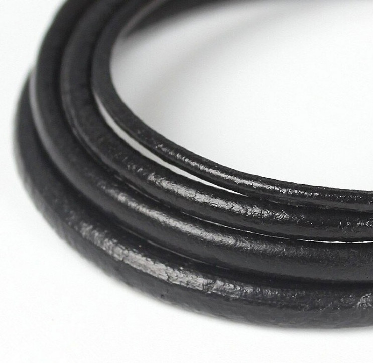 3mm Black Leather Cord Chain Necklace Stainless Steel Lobster Clasp 16-35″
