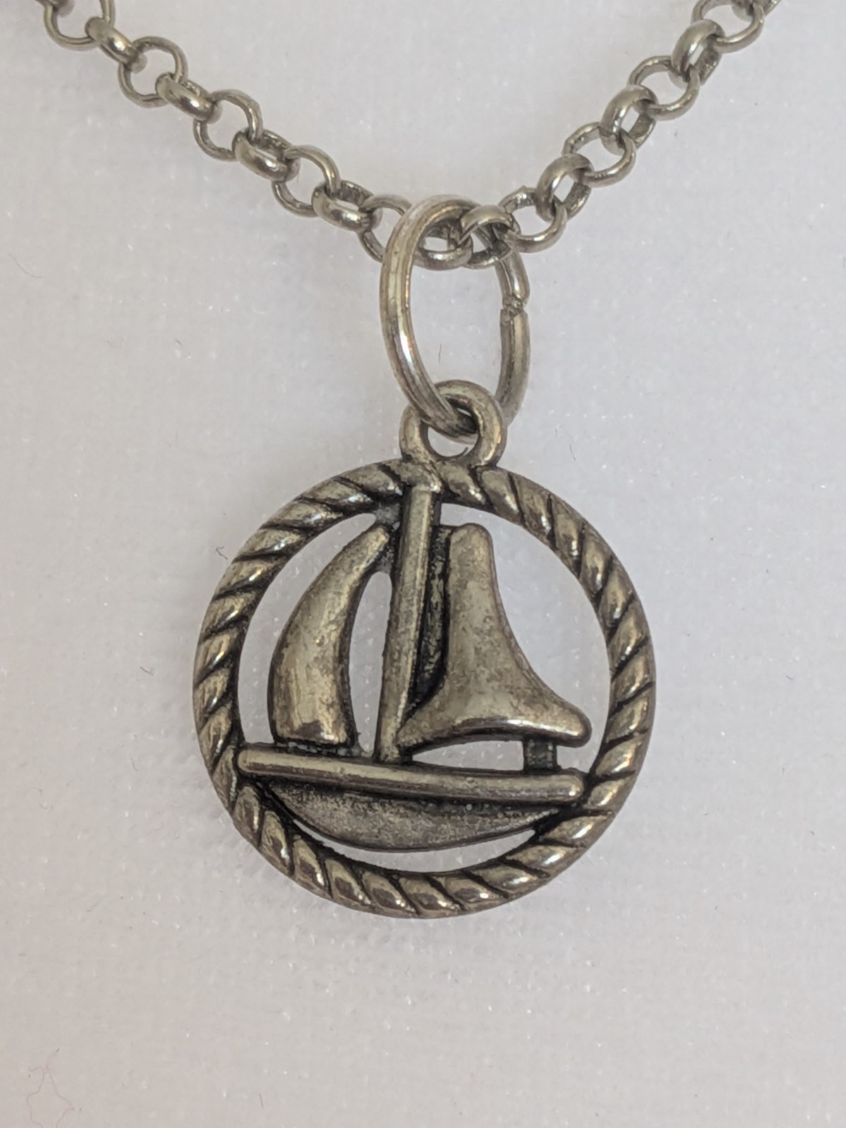 Silver Tone Sailboat Pendant Necklace Nautical Coastal Minimalist Jewelry