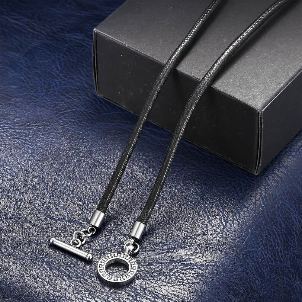 4-6mm 14″-28″ Black Man-made Leather Rope Cord Necklace Choker Magnetic/Toggle