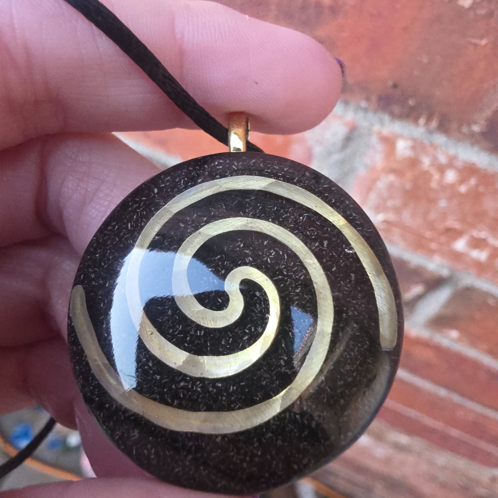 Orgonite Orgone Gold Spiral Crystal Positive Energy Pendant Necklace Spiritual