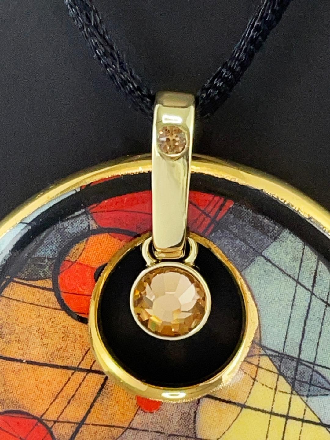 VINTAGE GOEBEL ARTIS ORBIS KANDINSKY PORCELAIN ART PENDANT NECKLACE GERMANY