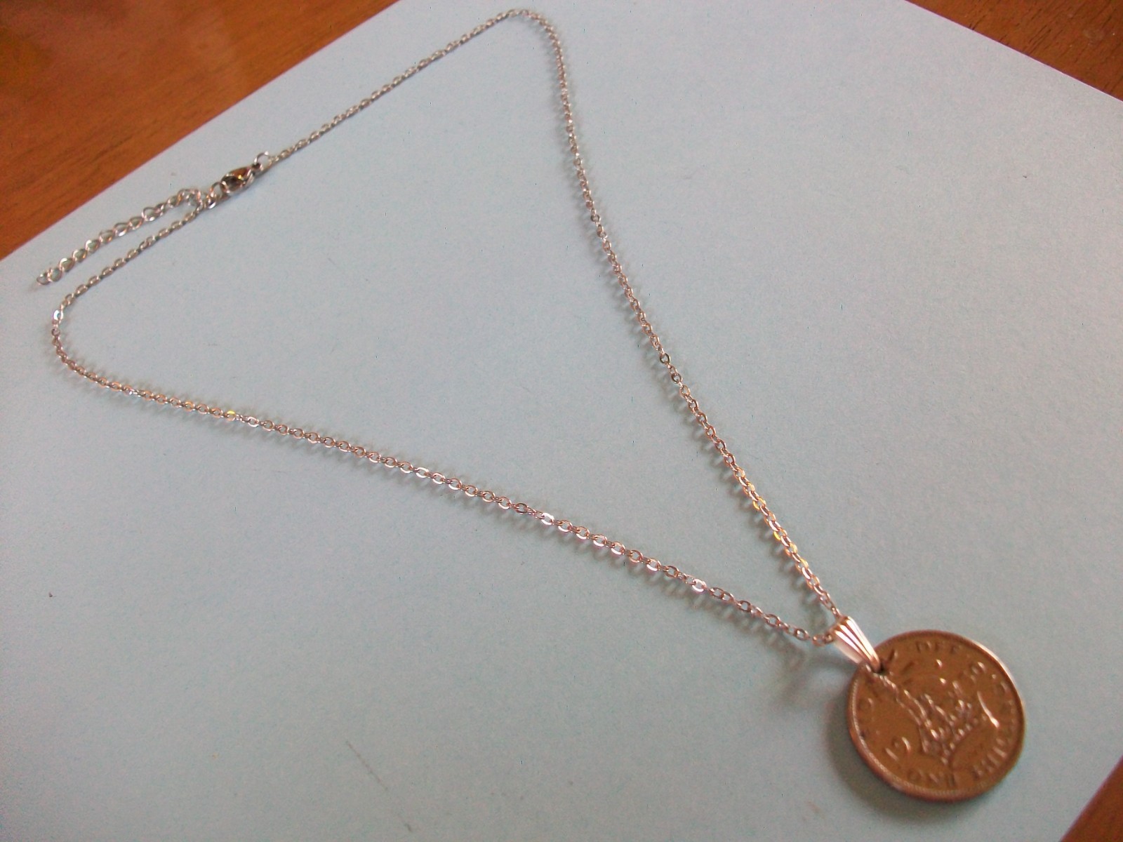 SHILLING COIN – ENGLISH – SILVER FINE LINK CHAIN PENDANT NECKLACE – 1948 to 1951
