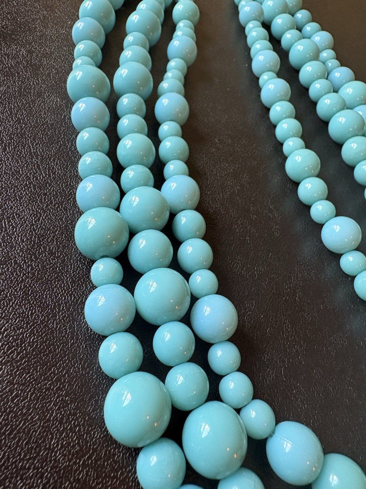 Blue Beaded Multi-Strand Statement Necklace Adjustable Lobster Clasp