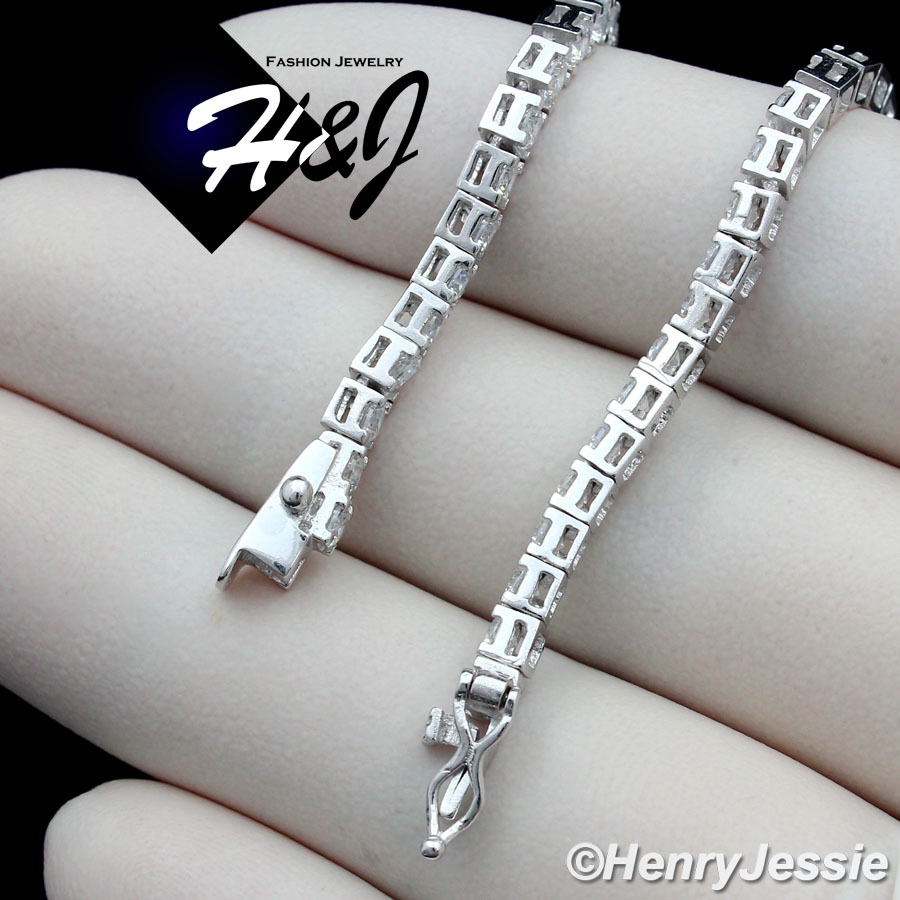 22″MEN SOLID 925 STERLING SILVER ICY BLING CZ 3MM 1 ROW TENNIS CHAIN NECKLACE*10