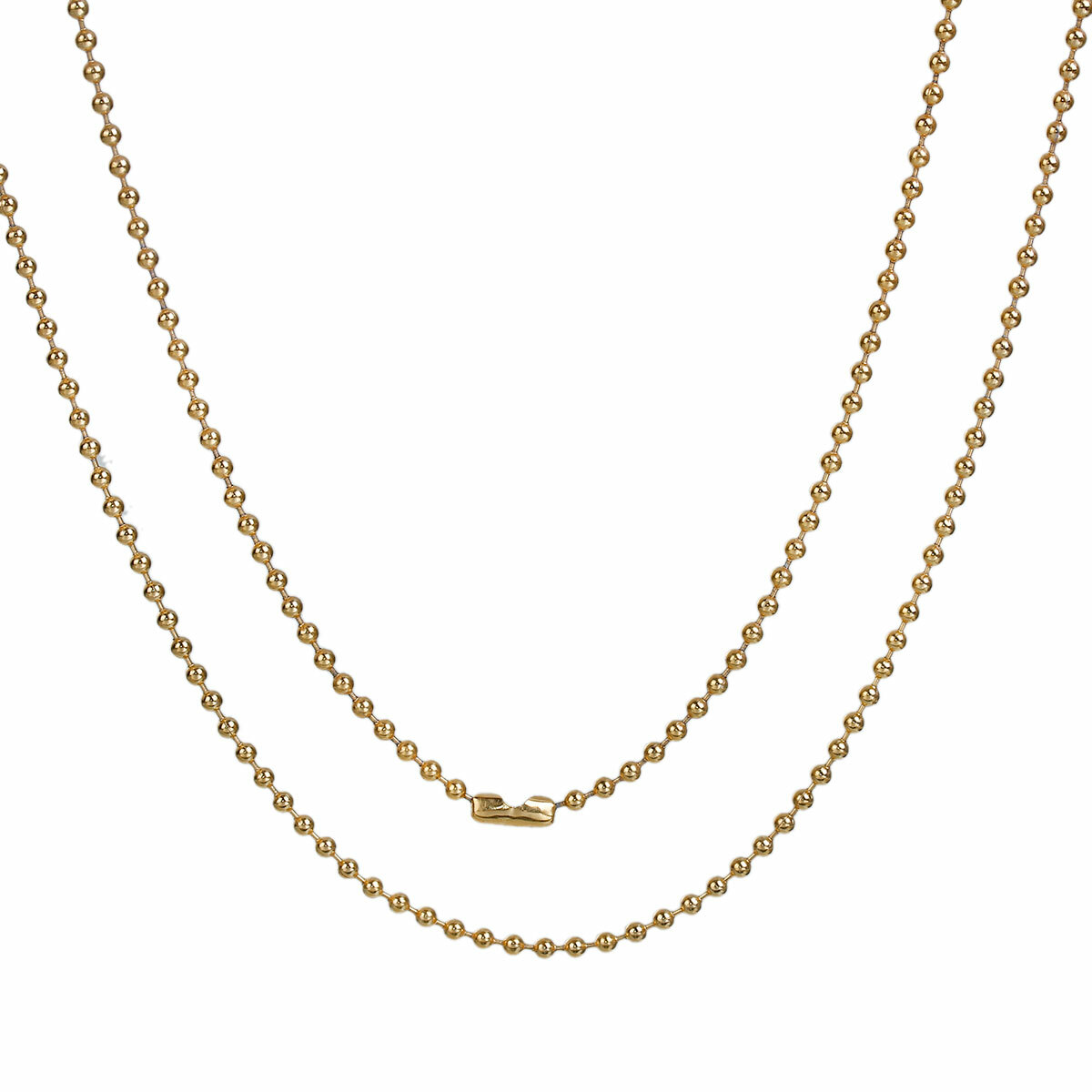 Stainless Steel Ball Chain Necklace Gold Plated 60cm(23 5/8″) long, 2 mm