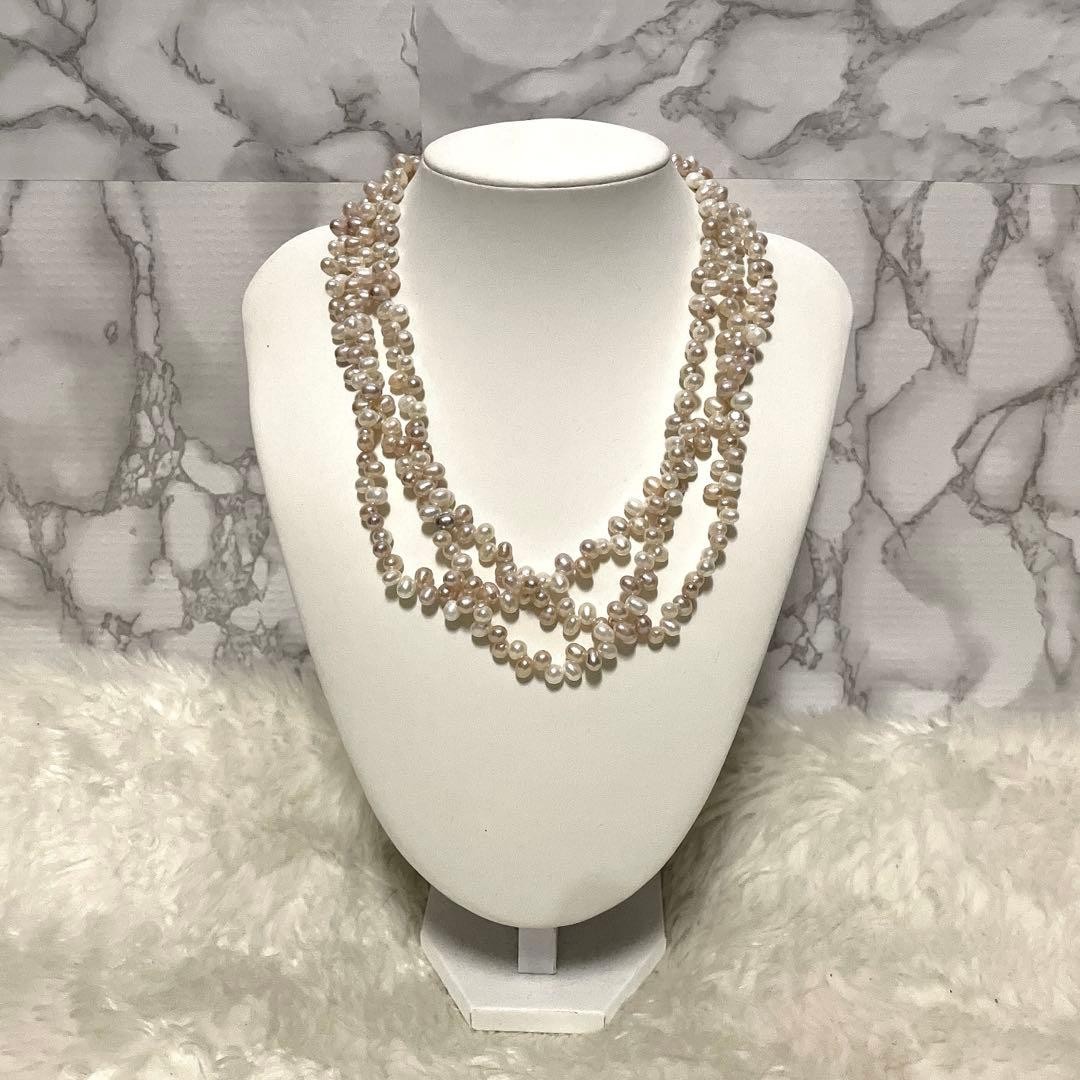 ete 3 Strand Genuine Pearl Necklace Silver 46cm From Japan