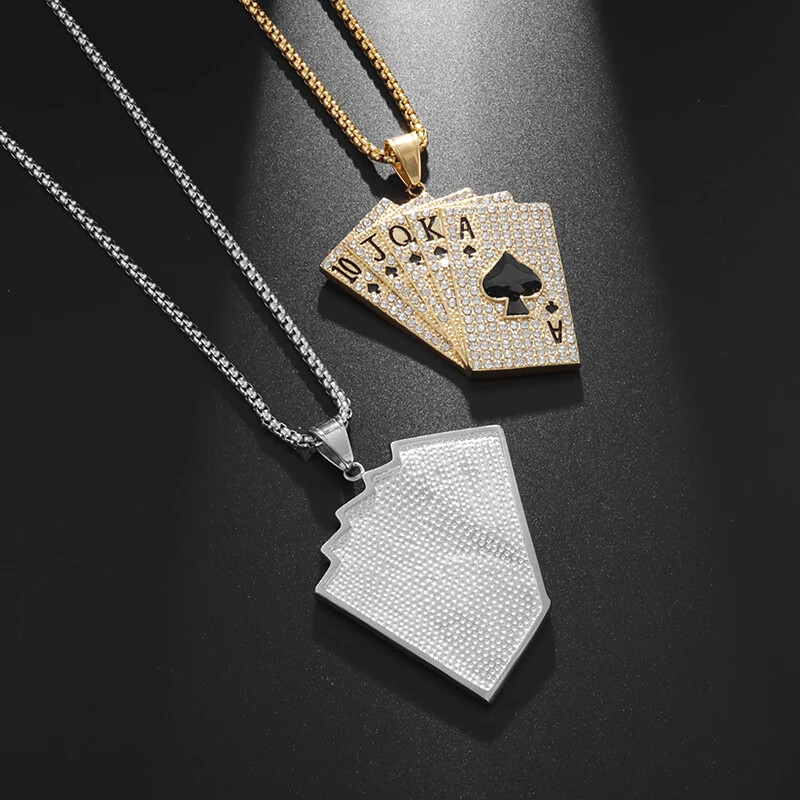 Fashion Jewelry Gold Or Silver Poker Royal Flush Pendant Necklace 555