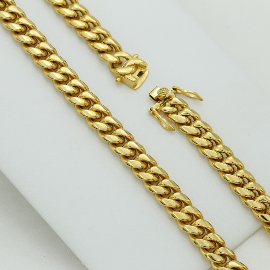 Men’s 20″ Stainless Steel 10mm Miami Cuban Necklace Gold plated*Box