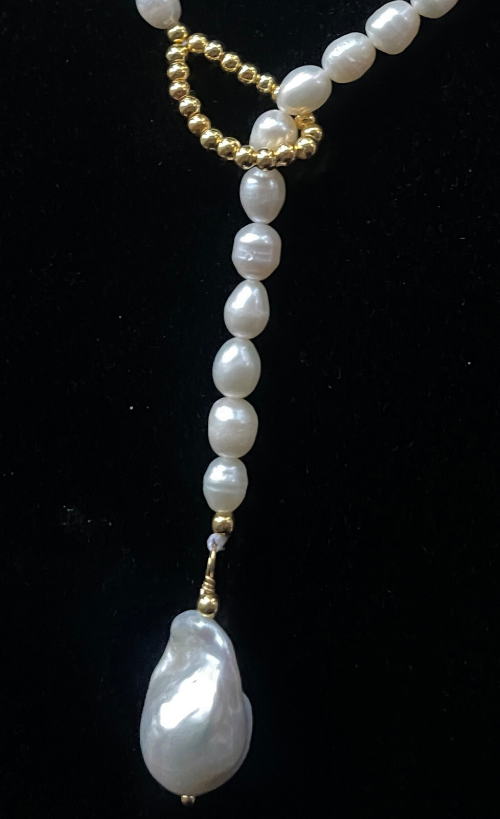 5-6mm Rice /13x18mm White Baroque Pearl Beads Pendant Collarbone Necklace 14-36″