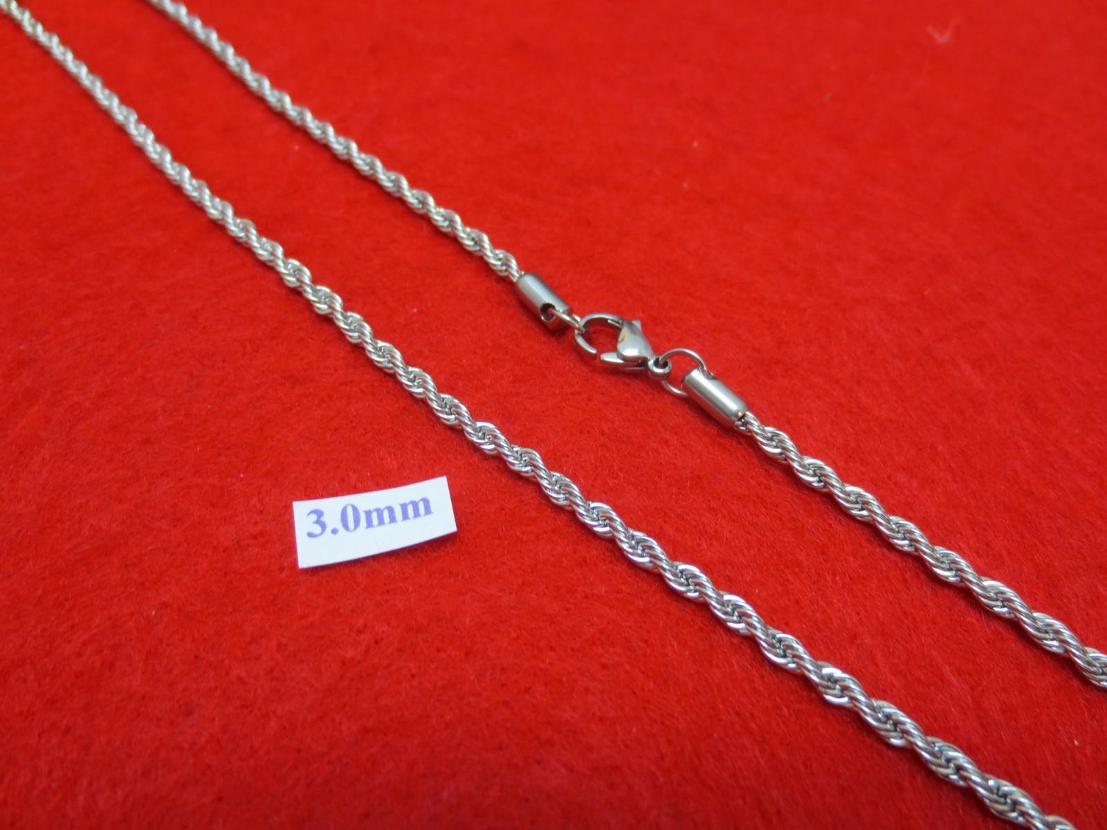 QUICK SHIP 24 INCH 3 MM STAINLESS STEEL ROPE CHAIN SILVER NECKLACE- USA SELLER