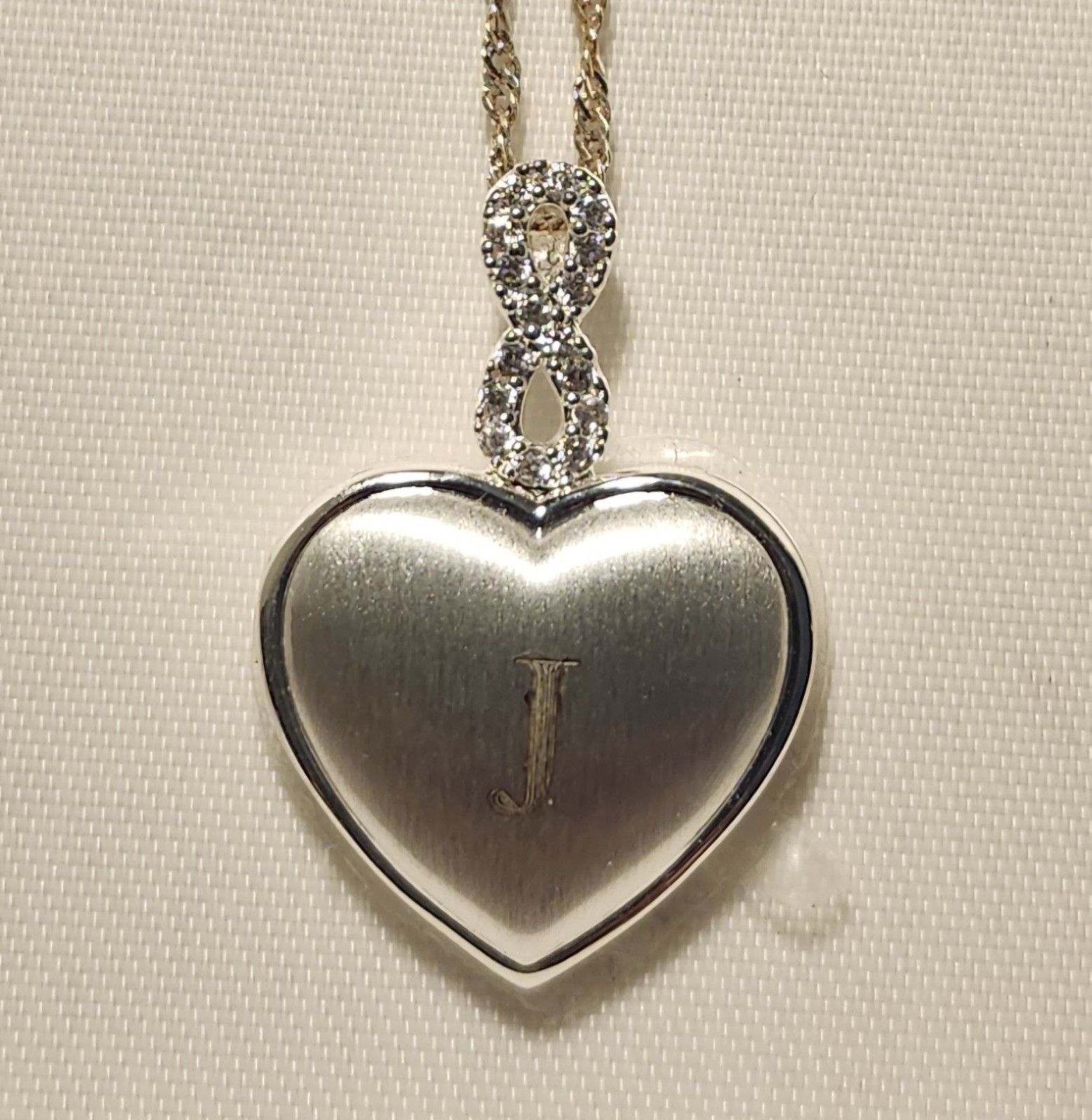 J Monogram Infinity Bail Photo Locket, Things Remembered, NIB