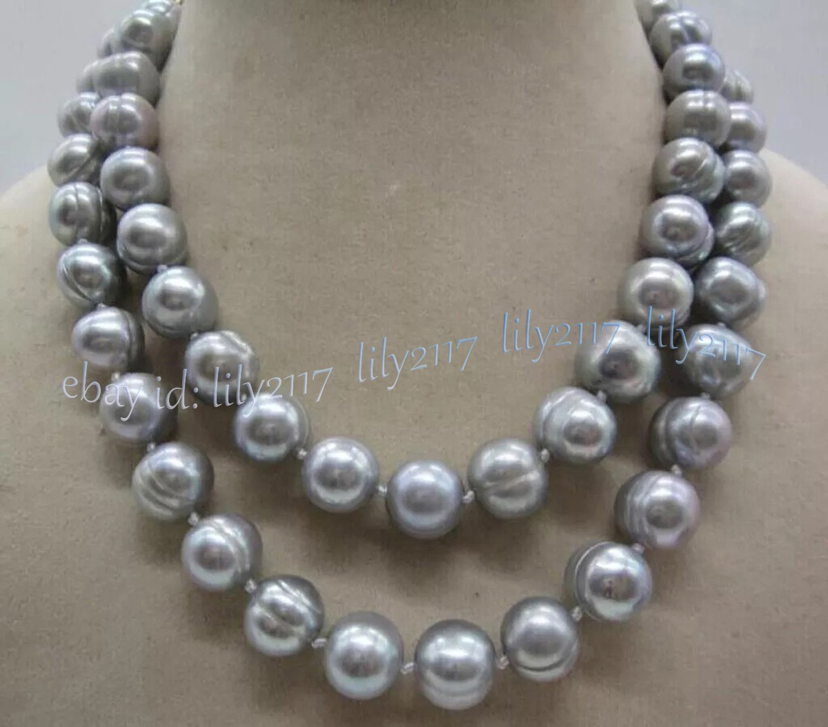 11-12mm Genuine Natural South Sea Silver Gray Baroque Pearl Necklace 14K Gold