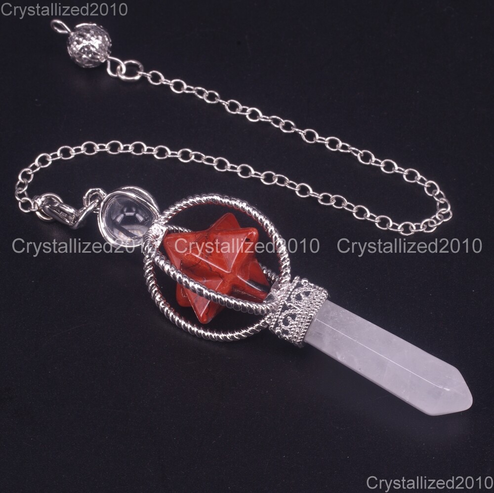 Natural Gemstones Merkaba Pendulum Healing Crystal Pointed Reiki Chakra Pendant