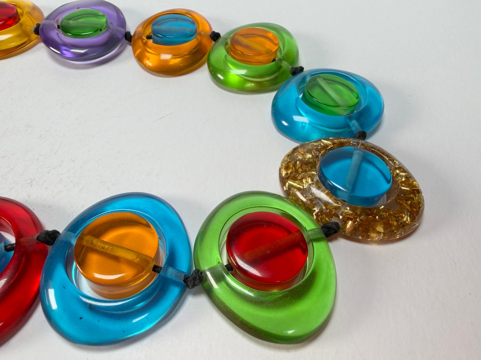 Jackie Brazil “Saturn” Transparent Summer Mix Disk / Cylinder Long 75cm Necklace