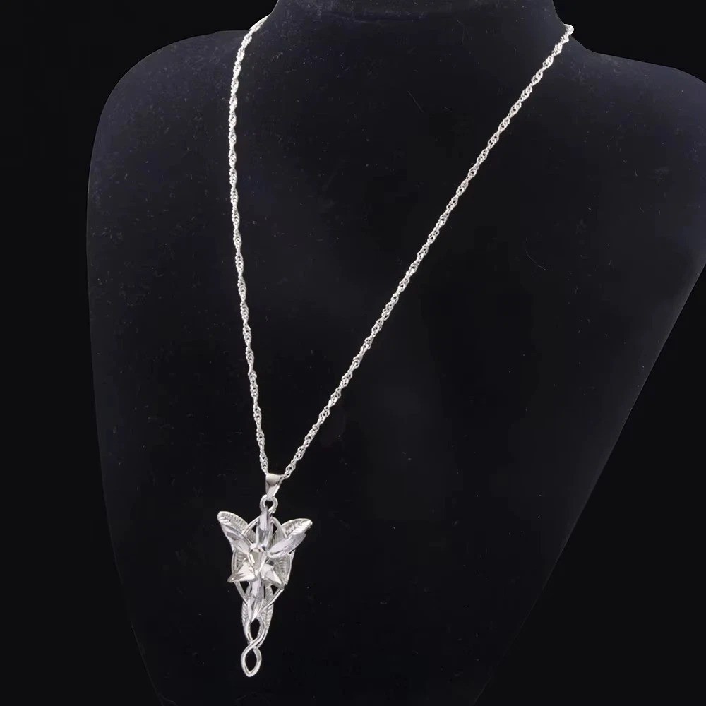 New Lord of The Rings Arwen’s Necklace Evenstar Pendant Crystal Silver Chain