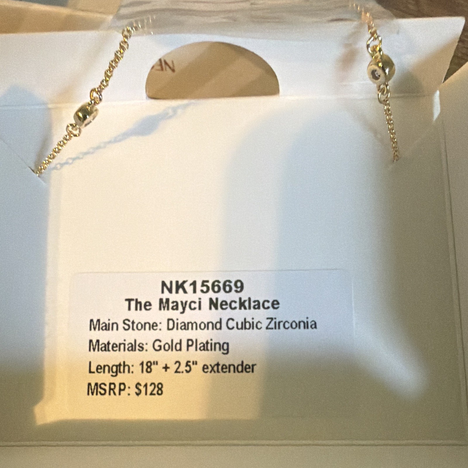 BP OG “The Mayci Necklace” NK15669 CZ on Gold Plating 18in + Adjustable Extender