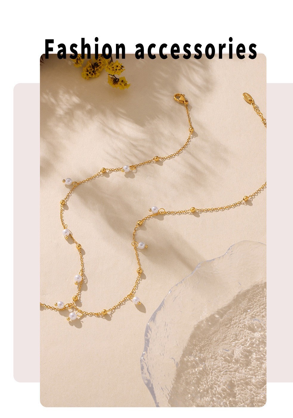 18K Gold Plated Stainless Steel Freshwater Pearl Lariat Necklace