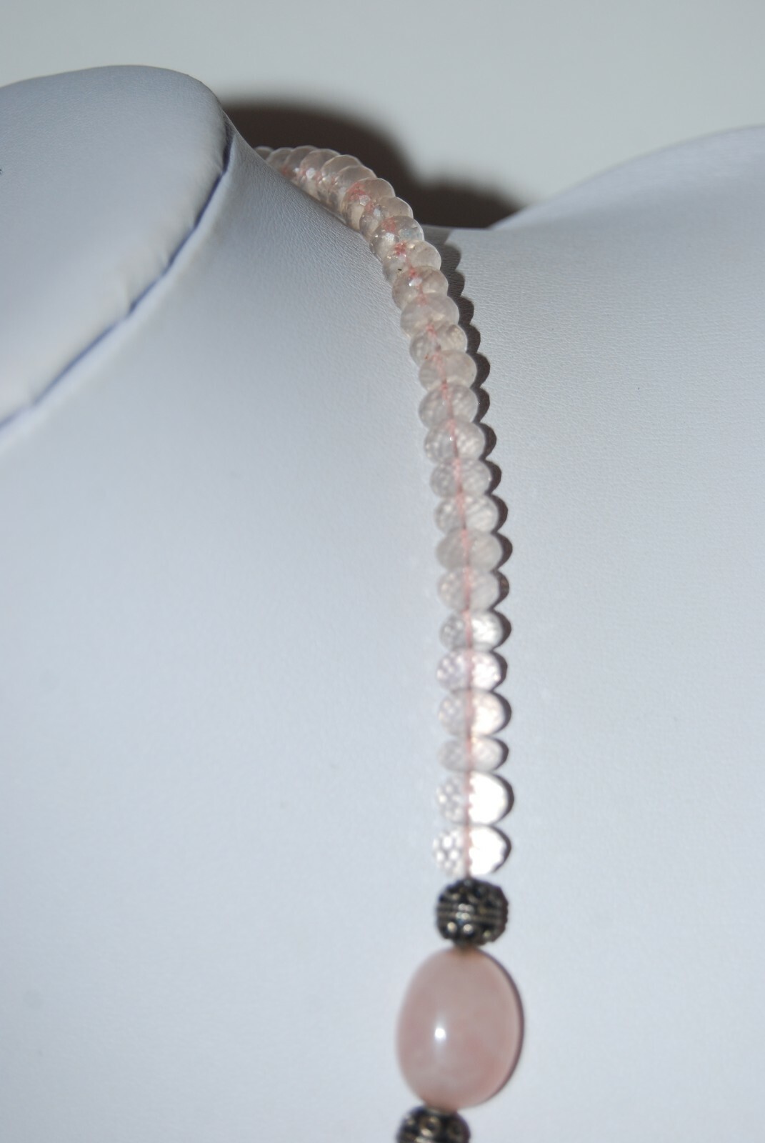 ELEPHANT SILVER TONED PENDANT WITH PINK NATURAL & GLASS BEADS STRAND NECKLACE