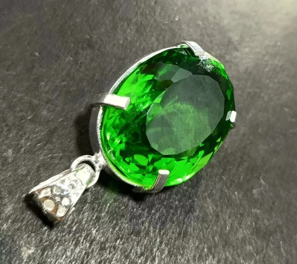 70 CT+ Flawless Green Topaz Pendant 925 Sterling Silver Plated Jewelry Best Gift