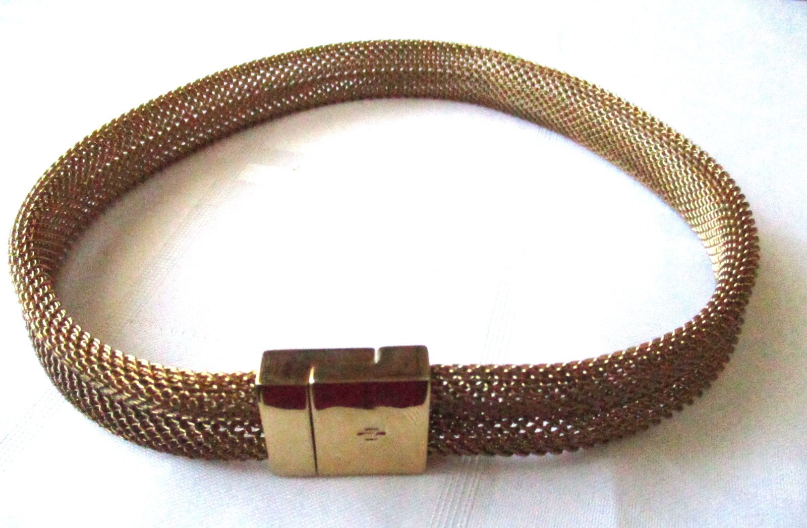 LRL Lauren Ralph Lauren Gold Plated Chunky Mesh Collar Choker Band Necklace VTG