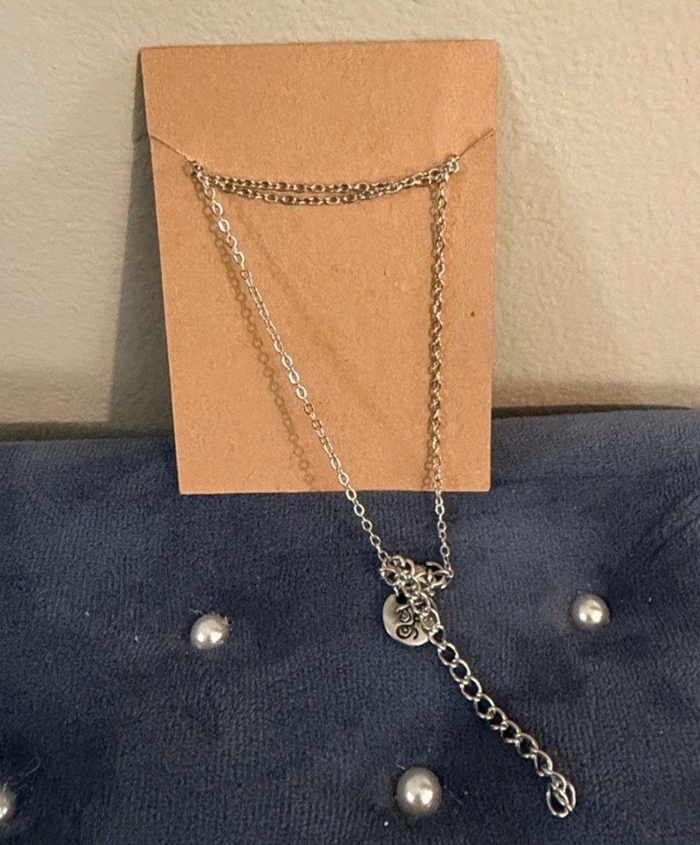 Plunder Silver-Tone Square Pendant Necklace Engraved Adjustable 18-21 in NEW